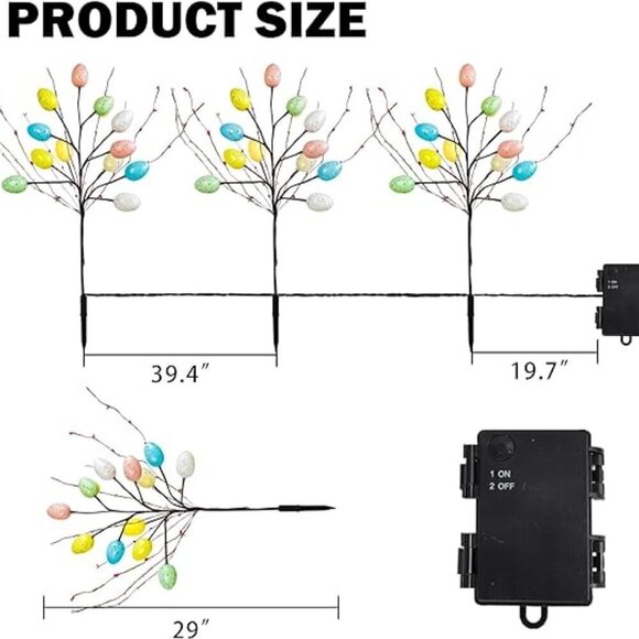 3 Pack 30 LED Easter Egg Floral Outdoor Decorations Battery Operated / BRAND NEW - Picture 8 of 16